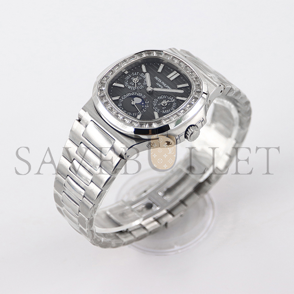 patek phillipe nautilus grey dial with Di*m*nd bezel in steel watch 5740/1g-001